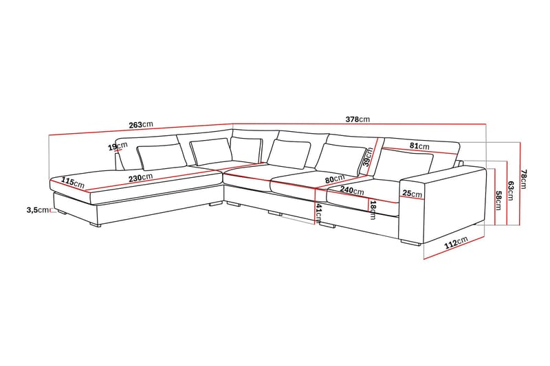Grande 5-seters Sofa med Sjeselong Venstre - Beige Manchester - Møbler - Sofaer - Sofaer med sjeselong