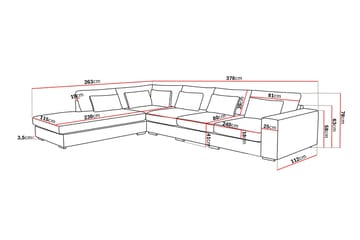 Grande 5-seters Sofa med Sjeselong Venstre - Beige Stoff - Møbler - Sofaer - Sofaer med sjeselong