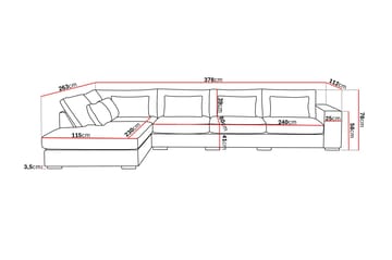 Grande 5-seters Sofa med Sjeselong Venstre - Beige Stoff - Møbler - Sofaer - Sofaer med sjeselong