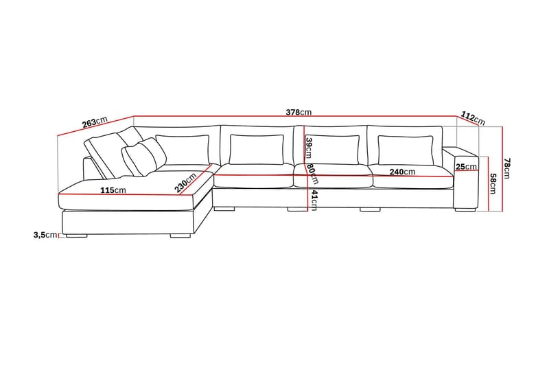 Grande 5-seters Sofa med Sjeselong Venstre - Beige Stoff - Møbler - Sofaer - Sofaer med sjeselong
