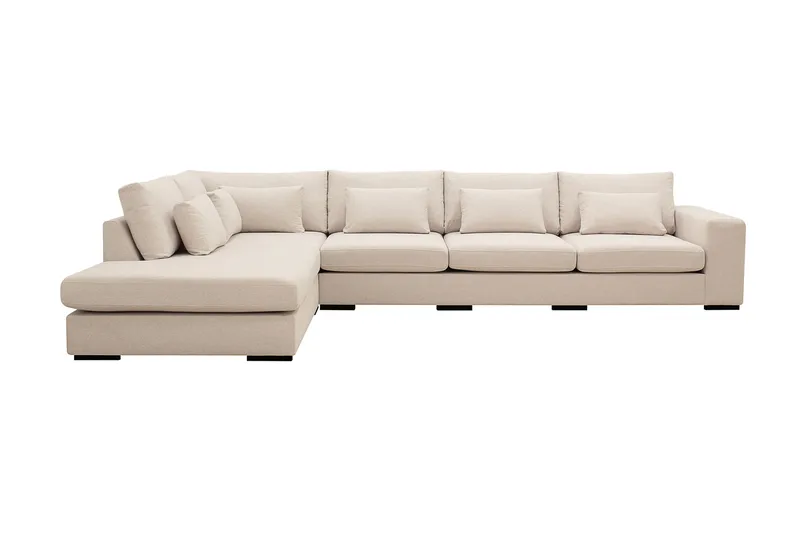 Grande 5-seters Sofa med Sjeselong Venstre, Beige Stoff