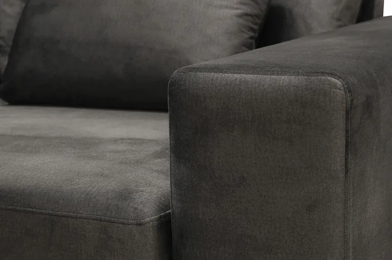 Grande 5-seters Sofa med Sjeselong Venstre - Mørkegrå Fløyel - Møbler - Sofaer - Fløyelssofaer