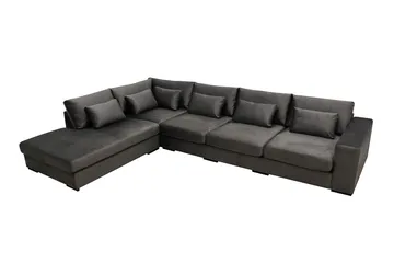 Grande 5-seters Sofa med Sjeselong Venstre - Mørkegrå Fløyel - Møbler - Sofaer - Fløyelssofaer