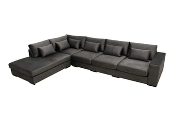 Grande 5-seters Sofa med Sjeselong Venstre - Mørkegrå Fløyel - Møbler - Sofaer - Fløyelssofaer