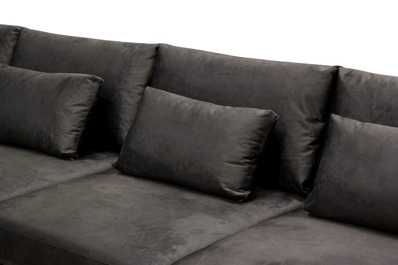Grande 5-seters Sofa med Sjeselong Venstre - Mørkegrå Fløyel - Møbler - Sofaer - Fløyelssofaer