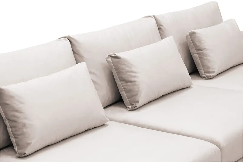 Grande 5-seters U-Sofa med Divan Høyre - Beige Fløyel - Møbler - Sofaer - Fløyelssofaer