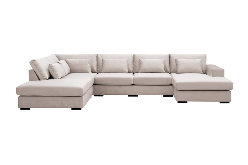 Grande 5-seters U-Sofa med Divan Høyre - Beige Fløyel - Møbler - Sofaer - Fløyelssofaer