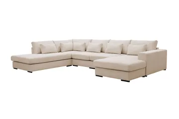 Grande 5-seters U-Sofa med Divan Høyre - Beige Manchester - Møbler - Sofaer - U-sofa