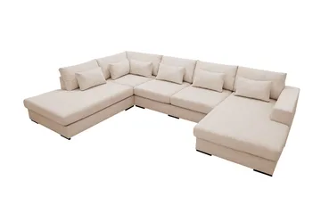 Grande 5-seters U-Sofa med Divan Høyre - Beige Manchester - Møbler - Sofaer - U-sofa