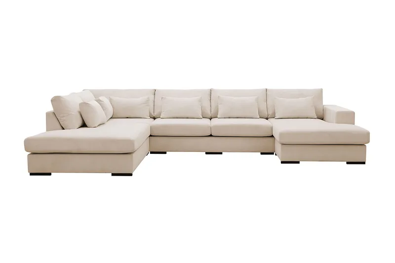 Grande 5-seters U-Sofa med Divan Høyre, Beige Manchester