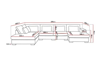 Grande 5-seters U-Sofa med Divan Høyre - Beige Stoff - Møbler - Sofaer - U-sofa