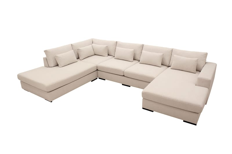 Grande 5-seters U-Sofa med Divan Høyre - Beige Stoff - Møbler - Sofaer - U-sofa