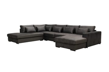 Grande 5-seters U-Sofa med Divan Høyre - Mørkegrå Fløyel - Møbler - Sofaer - Fløyelssofaer