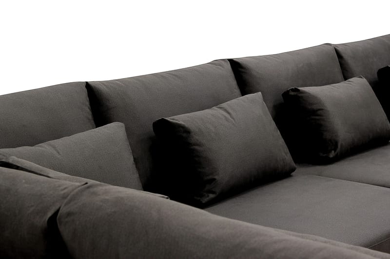 Grande 5-seters U-Sofa med Divan Høyre - Mørkegrå Fløyel - Møbler - Sofaer - Fløyelssofaer