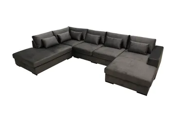 Grande 5-seters U-Sofa med Divan Høyre - Mørkegrå Fløyel - Møbler - Sofaer - Fløyelssofaer