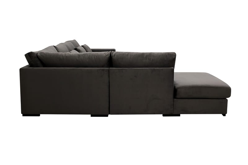 Grande 5-seters U-Sofa med Divan Høyre - Mørkegrå Fløyel - Møbler - Sofaer - Fløyelssofaer