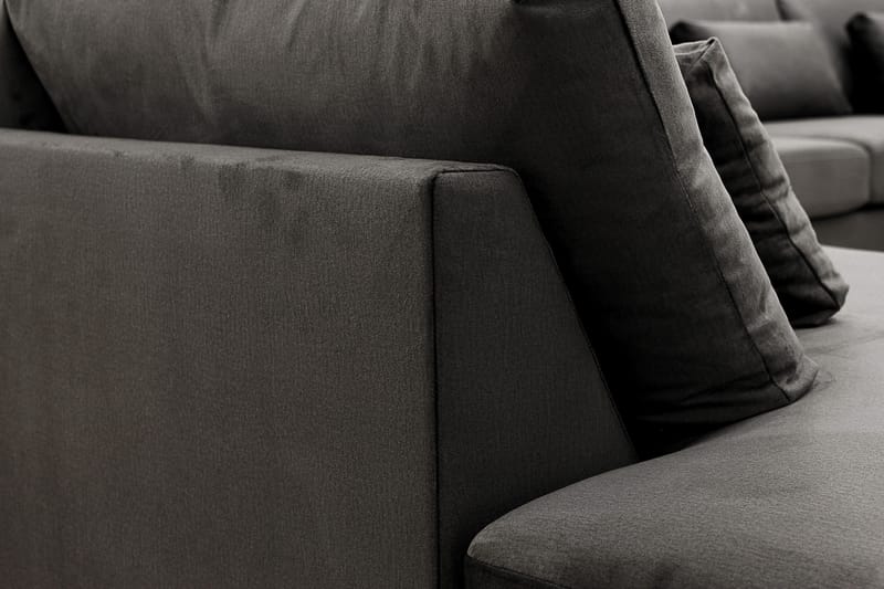 Grande 5-seters U-Sofa med Divan Høyre - Mørkegrå Fløyel - Møbler - Sofaer - Fløyelssofaer