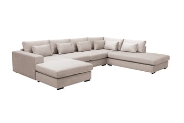 Grande 5-seters U-Sofa med Divan Venstre - Beige Fløyel - Møbler - Sofaer - Fløyelssofaer