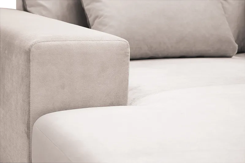 Grande 5-seters U-Sofa med Divan Venstre - Beige Fløyel - Møbler - Sofaer - Fløyelssofaer
