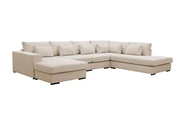 Grande 5-seters U-Sofa med Divan Venstre - Beige Manchester - Møbler - Sofaer - U-sofa