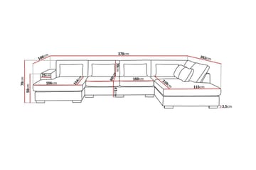 Grande 5-seters U-Sofa med Divan Venstre - Beige Stoff - Møbler - Sofaer - U-sofa