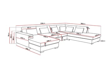 Grande 5-seters U-Sofa med Divan Venstre - Beige Stoff - Møbler - Sofaer - U-sofa