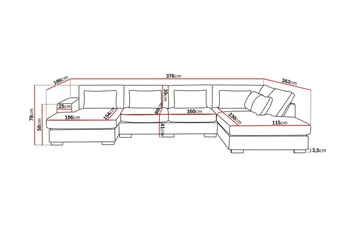 Grande 5-seters U-Sofa med Divan Venstre - Beige Stoff - Møbler - Sofaer - U-sofa