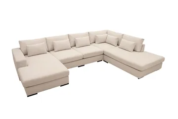 Grande 5-seters U-Sofa med Divan Venstre - Beige Stoff - Møbler - Sofaer - U-sofa