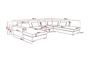 Grande 5-seters U-Sofa med Divan Venstre - Mørkegrå Fløyel - Møbler - Sofaer - Fløyelssofaer