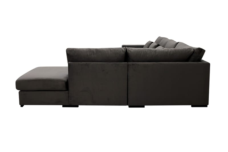 Grande 5-seters U-Sofa med Divan Venstre - Mørkegrå Fløyel - Møbler - Sofaer - Fløyelssofaer