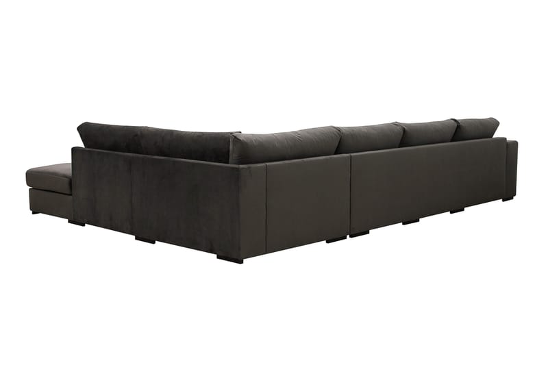 Grande 5-seters U-Sofa med Divan Venstre - Mørkegrå Fløyel - Møbler - Sofaer - Fløyelssofaer