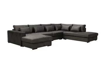 Grande 5-seters U-Sofa med Divan Venstre - Mørkegrå Fløyel - Møbler - Sofaer - Fløyelssofaer