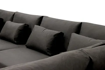 Grande 5-seters U-Sofa med Divan Venstre - Mørkegrå Fløyel - Møbler - Sofaer - Fløyelssofaer