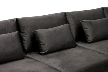 Grande 5-seters U-Sofa med Divan Venstre - Mørkegrå Fløyel - Møbler - Sofaer - Fløyelssofaer