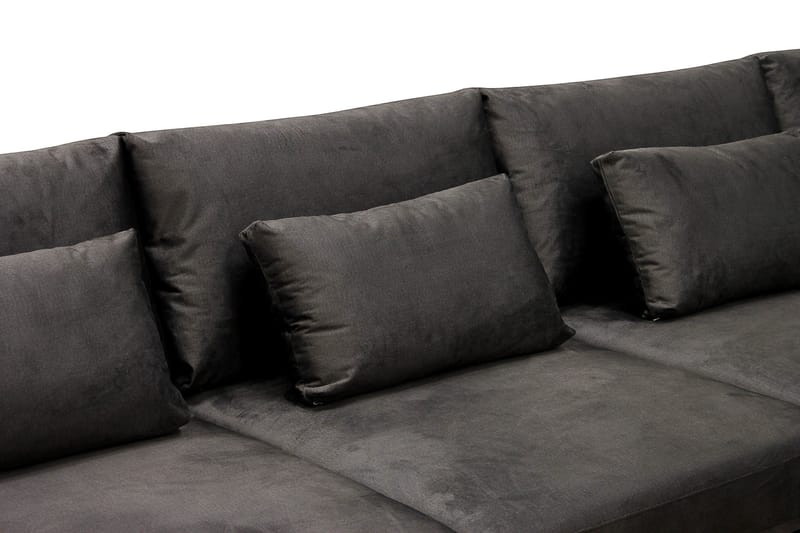 Grande 5-seters U-Sofa med Divan Venstre - Mørkegrå Fløyel - Møbler - Sofaer - Fløyelssofaer