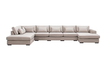 Grande 6-seters U-Sofa med Divan Høyre - Beige Fløyel - Møbler - Sofaer - Fløyelssofaer