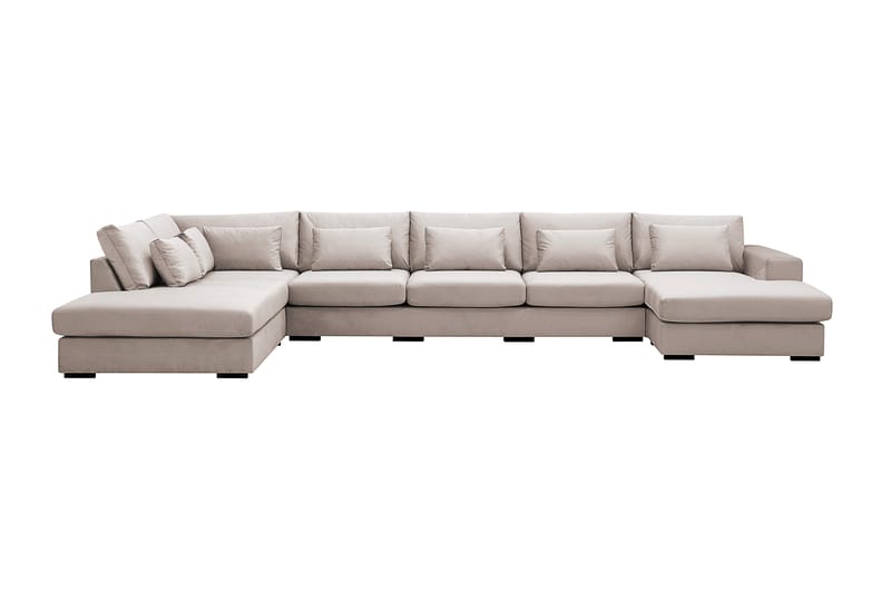 Grande 6-seters U-Sofa med Divan Høyre - Beige Fløyel - Møbler - Sofaer - Fløyelssofaer