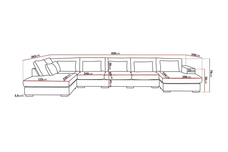 Grande 6-seters U-Sofa med Divan Høyre - Beige Fløyel - Møbler - Sofaer - Fløyelssofaer