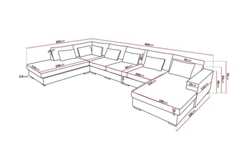 Grande 6-seters U-Sofa med Divan Høyre - Beige Fløyel - Møbler - Sofaer - Fløyelssofaer