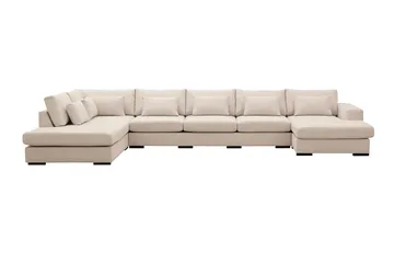 Grande 6-seters U-Sofa med Divan Høyre - Beige Stoff - Møbler - Sofaer - U-sofa