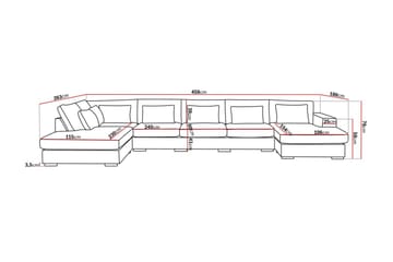 Grande 6-seters U-Sofa med Divan Høyre - Beige Stoff - Møbler - Sofaer - U-sofa