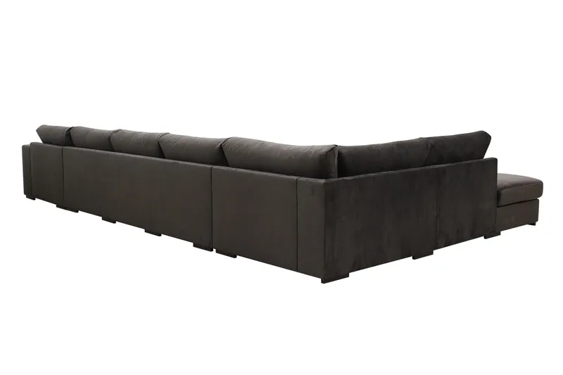 Grande 6-seters U-Sofa med Divan Høyre - Mørkegrå Fløyel - Møbler - Sofaer - Fløyelssofaer