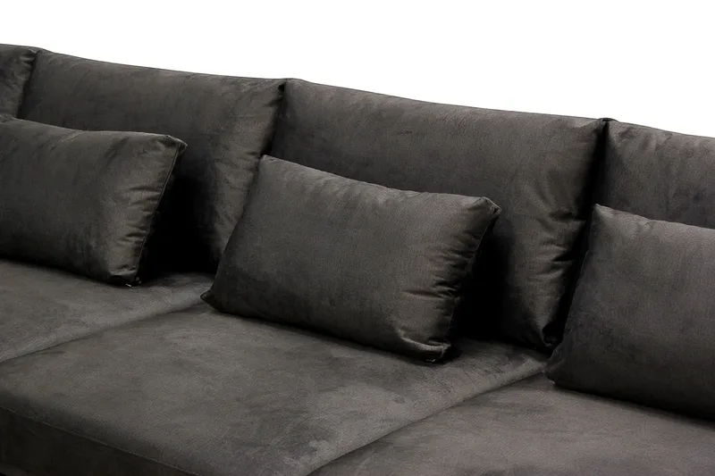 Grande 6-seters U-Sofa med Divan Høyre - Mørkegrå Fløyel - Møbler - Sofaer - Fløyelssofaer