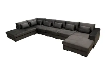 Grande 6-seters U-Sofa med Divan Høyre - Mørkegrå Fløyel - Møbler - Sofaer - Fløyelssofaer