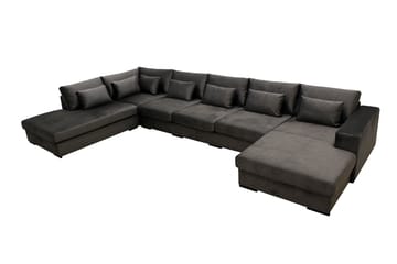 Grande 6-seters U-Sofa med Divan Høyre - Mørkegrå Fløyel - Møbler - Sofaer - Fløyelssofaer