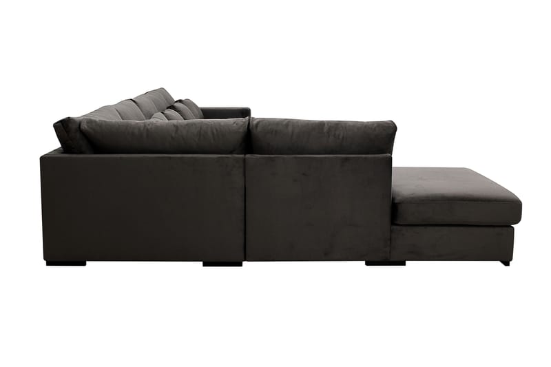 Grande 6-seters U-Sofa med Divan Høyre - Mørkegrå Fløyel - Møbler - Sofaer - Fløyelssofaer