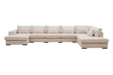 Grande 6-seters U-Sofa med Divan Venstre - Beige Manchester - Møbler - Sofaer - U-sofa