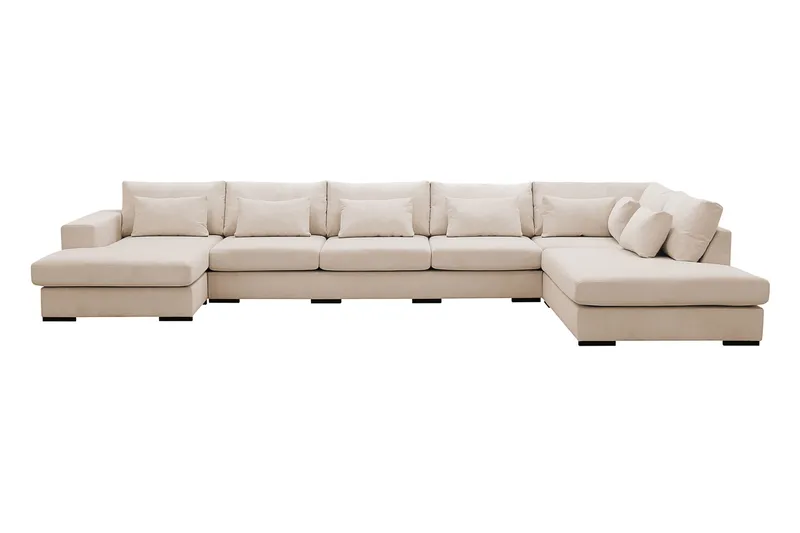 Grande 6-seters U-Sofa med Divan Venstre - Beige Manchester - Møbler - Sofaer - U-sofa