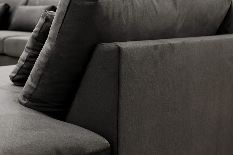 Grande 6-seters U-Sofa med Divan Venstre - Mørkegrå Fløyel - Møbler - Sofaer - Fløyelssofaer