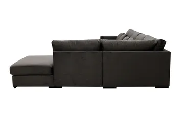 Grande 6-seters U-Sofa med Divan Venstre - Mørkegrå Fløyel - Møbler - Sofaer - Fløyelssofaer